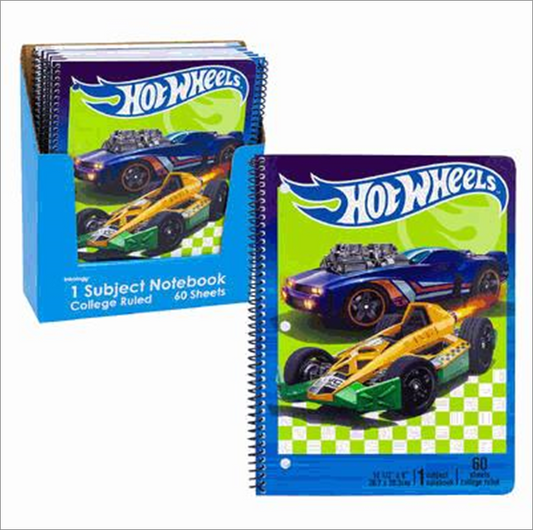 Hot Wheels Themed Notebook – 60 Sheets Spiral