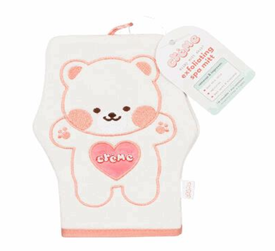Bear Print Exfoliating Spa Mitt – Gentle Skin Scrub & Softening