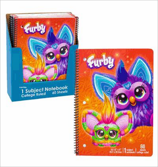 Furby Themed Notebook – 60 Sheets Spiral