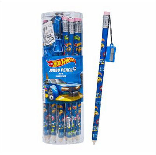 Hot Wheels Jumbo Pencil with Sharpener – Kids Writing Pencil