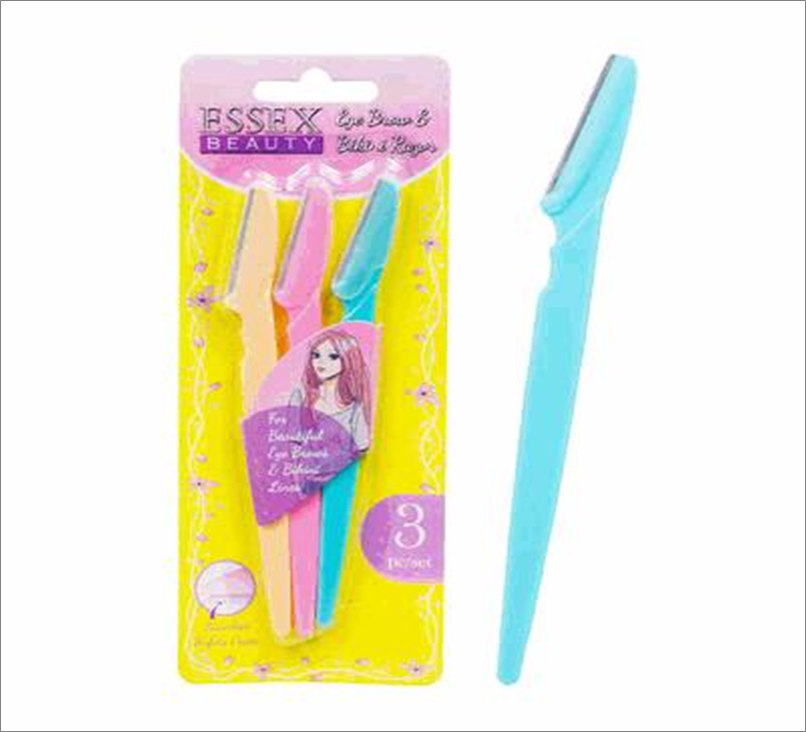 3-Piece Eyebrow Razor Set – Steel Blades with Pastel Handles