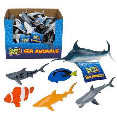 Nature World sea animal toys with packaging on a white background