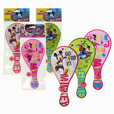 Set of Mickey Mouse-themed rackets with packaging on a white background