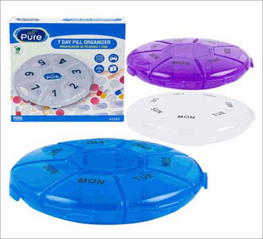 8.7-Inch Weekly Pill Case Organizer – Assorted Colors