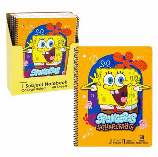 SpongeBob Themed Notebook – 60 Sheets Spiral Notebook