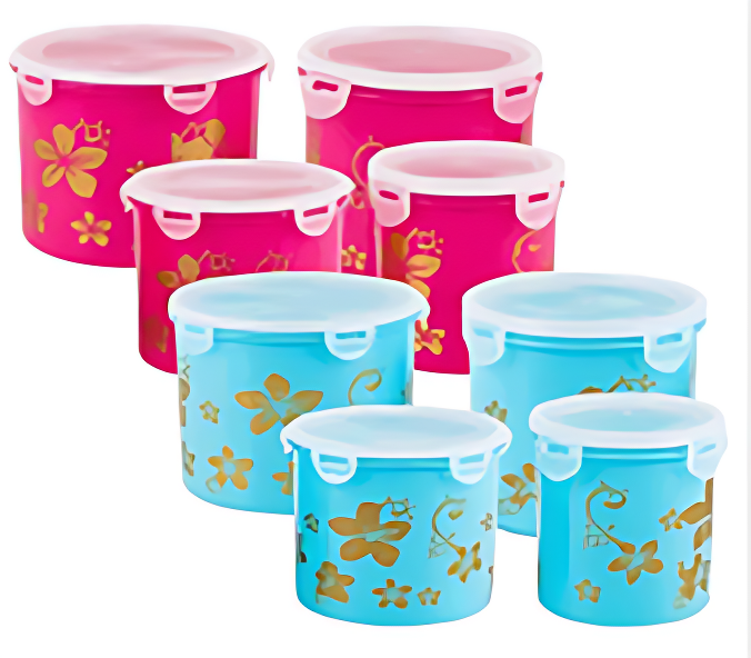 FOOD CONTAINER SET,4pc RNDw/LI