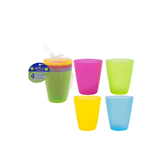 PLASTIC CUP SET,4pc 8.45oz/250