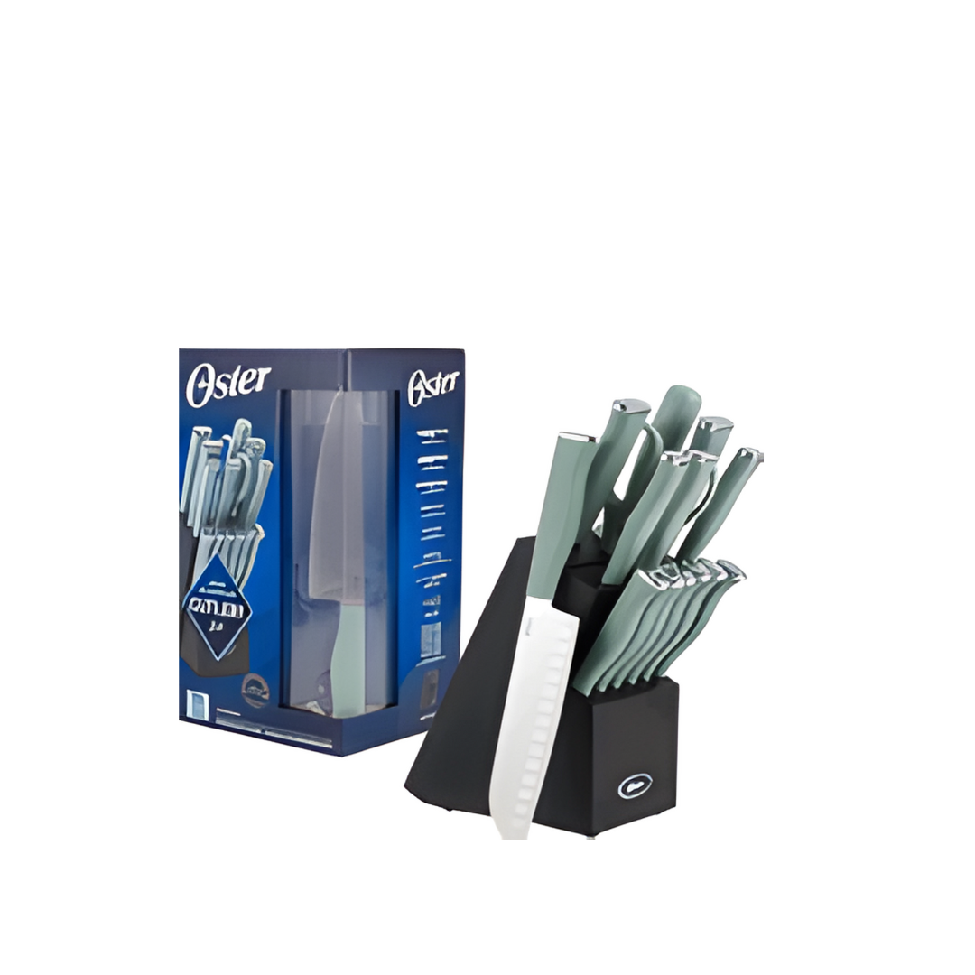 CUTLERY SET,15pc w/BLOCK MOSS