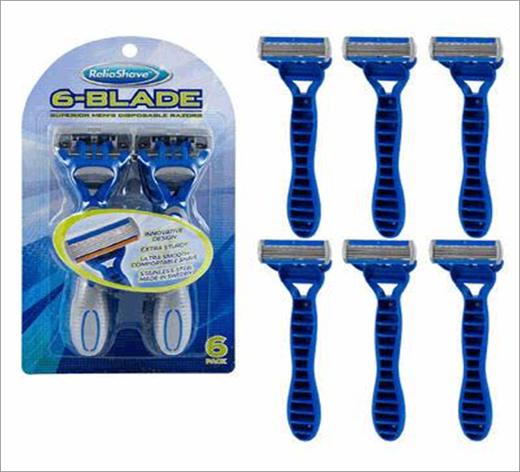 Razor for Men 6 Pack with 6 Blades – Smooth Shaving Kit