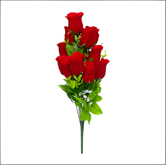 Velvet Rose Bud Bush – Artificial Flower Bouquet for Home and Event Décor