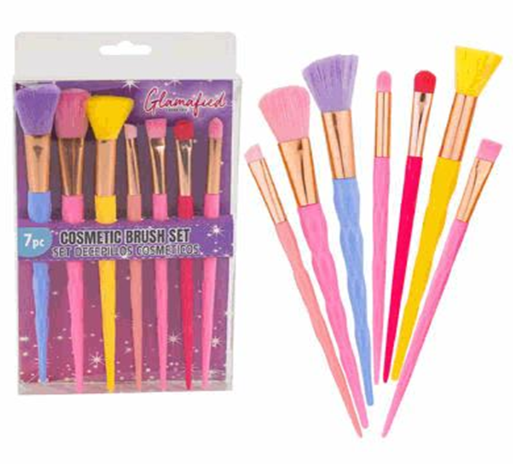 Cosmetic Brush Set – 7pc, Assorted Colors