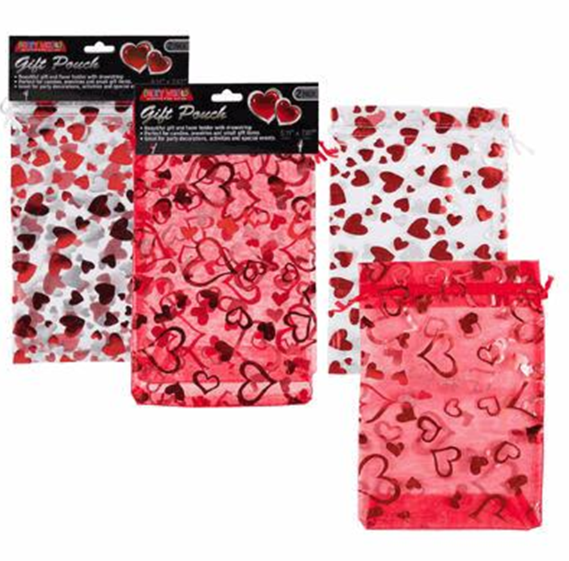 Gift Pouch Set 2pc – 8" Organza Valentine Bags