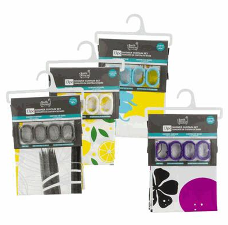 71" PEVA Shower Curtain – Assorted Clear Designs, Water-Resistant