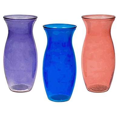 9" Glass Vases – 3 ASSORTED COLORS