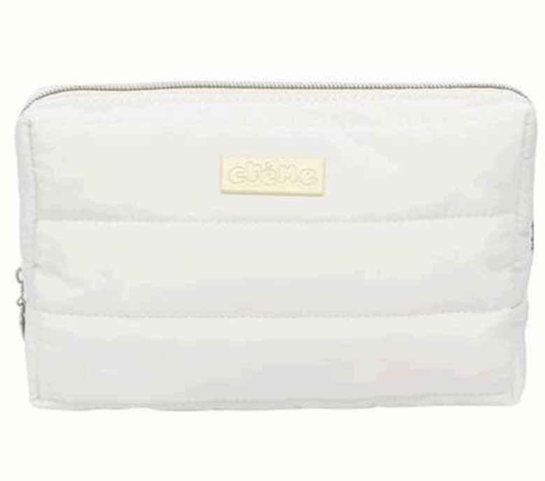 Puffy White Cosmetic Bag – Soft Spacious Makeup Organizer