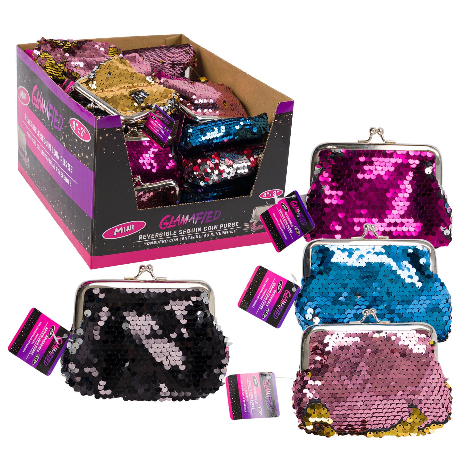 Sequin Coin Purse- 4''- 6 Assorted Colors