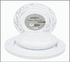 PLATE SET,20pcWHTwSILVER DESIG