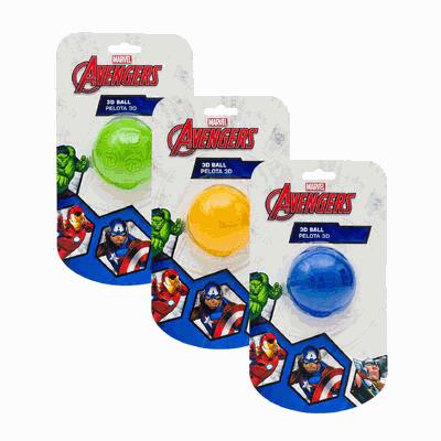 Three packages of Marvel Avengers 3D balls on a white background