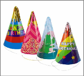 BIRTHDAY HAT,12",LRG, ASST