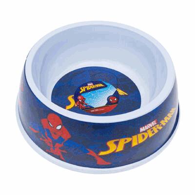 Spider-Man-themed bowl with blue and red design on a white background