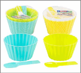 BOWL SET,4pc w/SPOON PLSTC 2AS