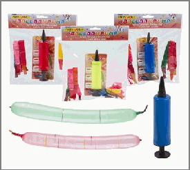 BALLOON,6ct 35"L ROCKETw/PUMP