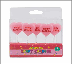 HEART CANDLES,5pcs PINK/RED