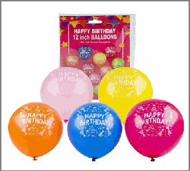 BALLOON 12 CT,12" HAPPYBIRTHDA