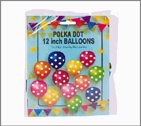BALLOON 12CT,12" POLKA DOT ASS