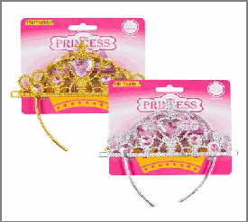 Two princess tiaras on pink packaging with 'Princess' text.