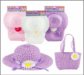 HAT&BAG SET,2pc 11"WOVEN w/FLO