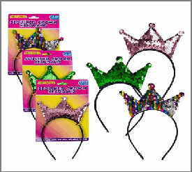 HEADBAND,6" CROWN SEQUINED 3AS