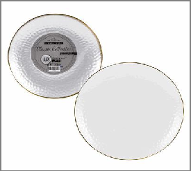 PLATE,10PC,10"CLEAR W/GOLD RIM
