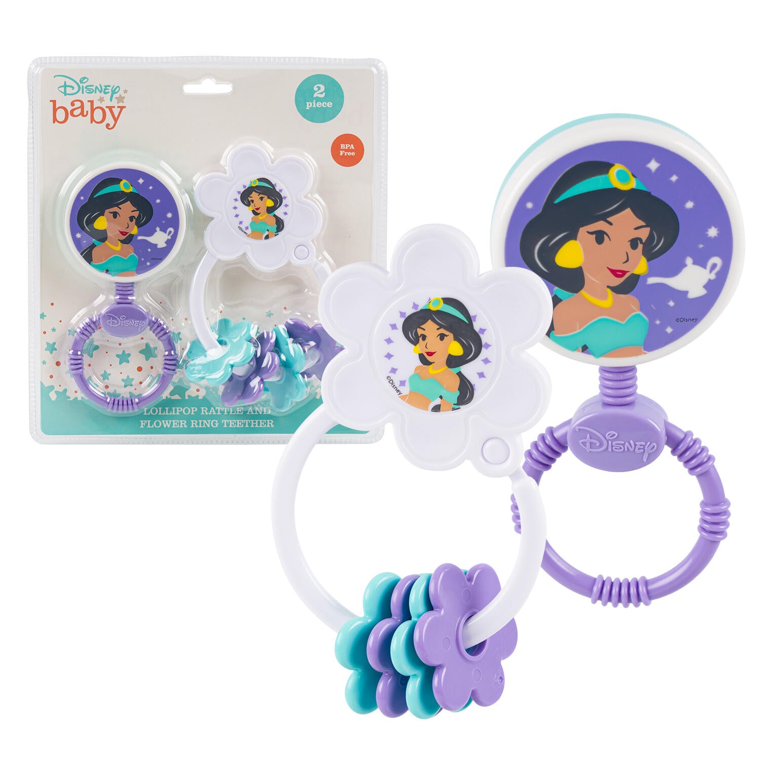 Princess Jasmine 2pk Rattle and Key Ring Teether