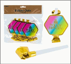 BLOWOUTS,8pc BDAY RAINBOW HOTS