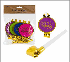 BLOWOUTS,8pc RND BDAY HOTSTAMP