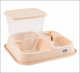 15" Beige Plastic Pet Food Feeder – Durable & Practical
