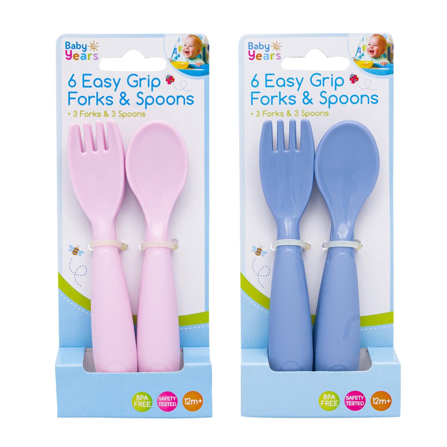 Baby Years 6 Easy Grip Forks & Spoons Assorted