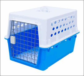 19" White & Blue Plastic Pet Carrier