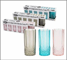 TUMBLER SET,6pc 14oz 3AST CLRS