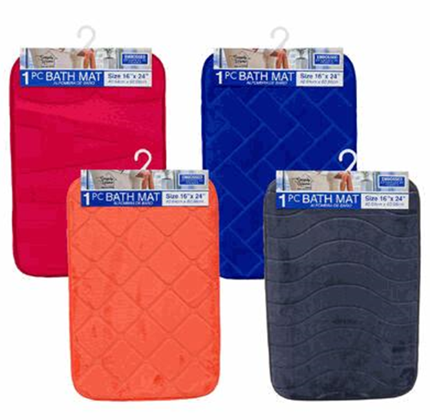 16" x 24" Embossed Bath Mat – 1pc, Soft Non-Slip