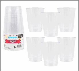 TUMBLER,6PK,12OZ,CLEAR RIBBED