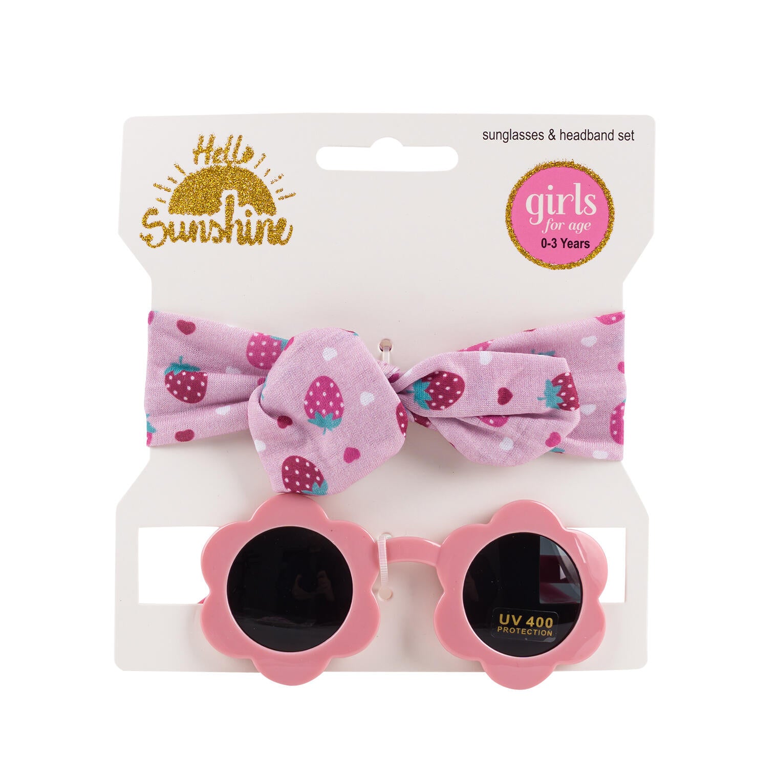 Hello Sunshine Sunglasses & Headband Set - UV 400 Protection - Girls For Age 0-3 Years