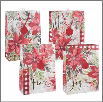 GIFT BAG,XLG POINSETTIA 4ASST
