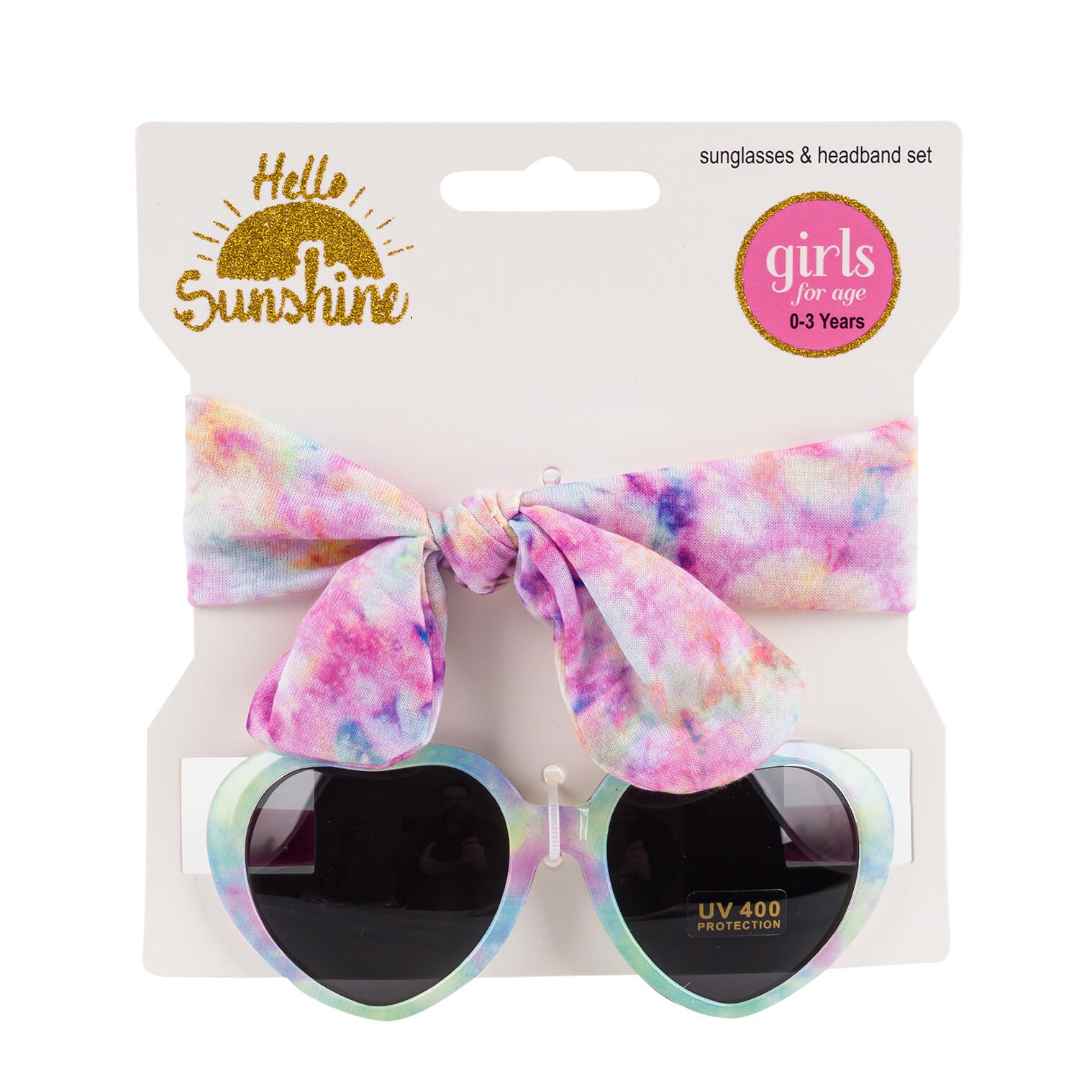 Hello Sunshine Sunglasses & Headband Set - UV 400 Protection - Girls For Age 0-3 Years - Tie Dye