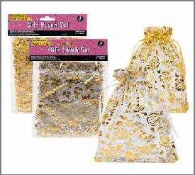 GIFT POUCH SET,5pc MED ROSE w/