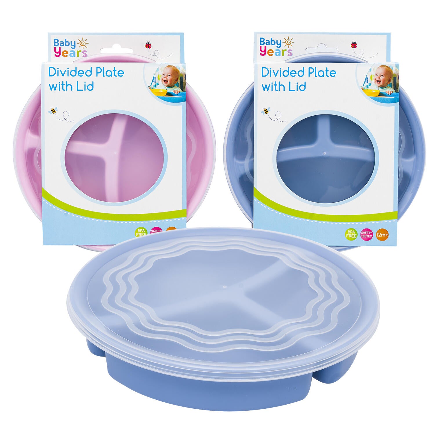 Baby Years Divided Plate with Lid Assorted