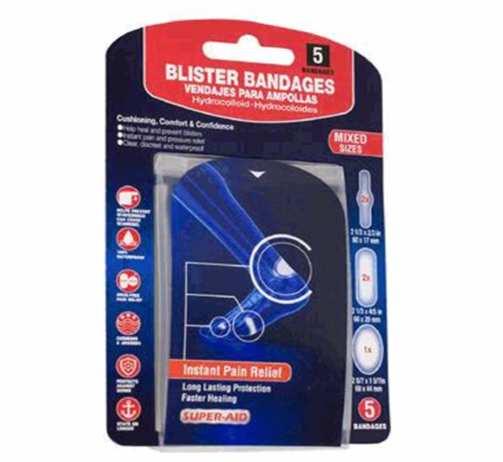 Hydrocolloid Blister Plasters 5-Pack Waterproof Healing Pads for Foot and Heel Protection