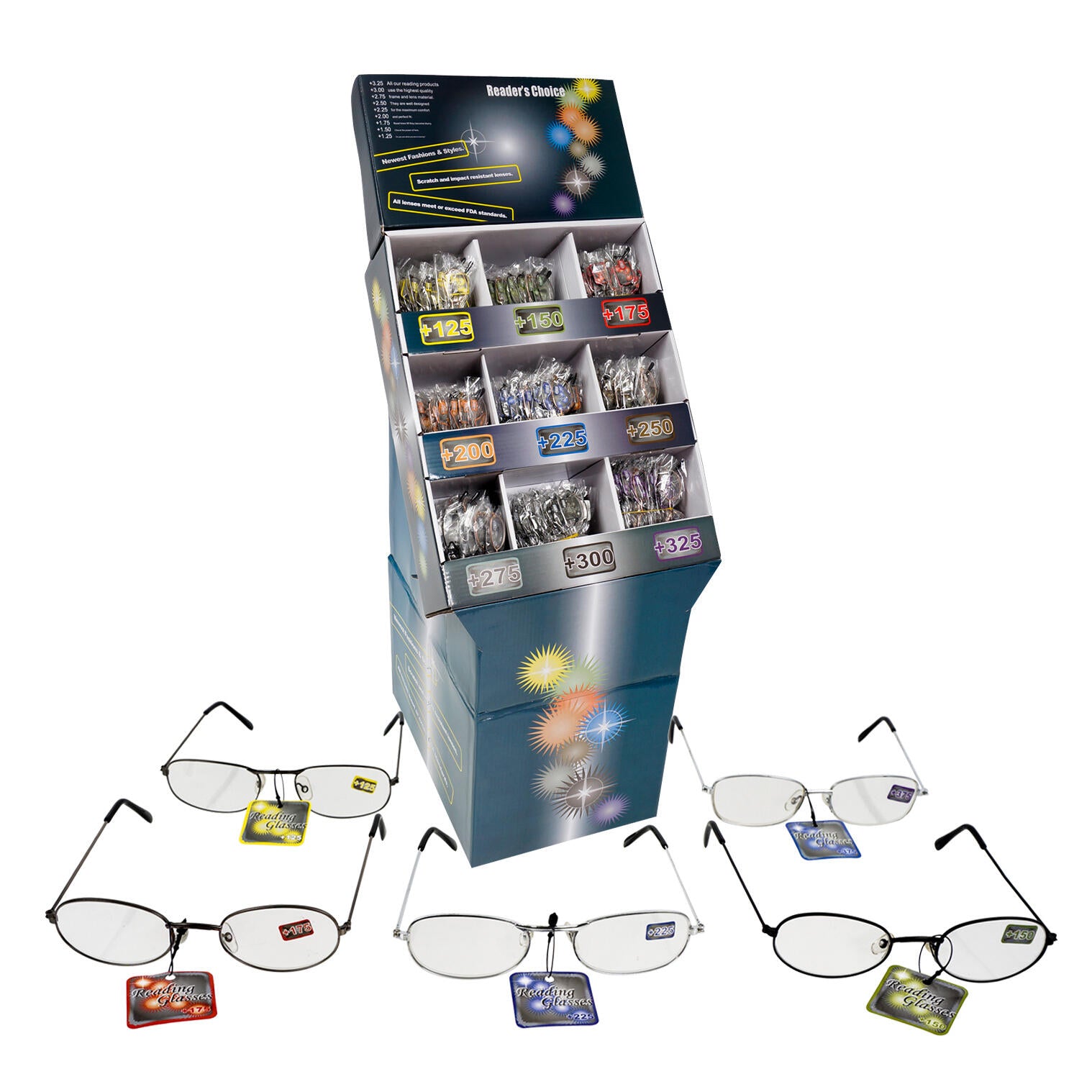 Metal Frame Reading Glasses Display - Asst
