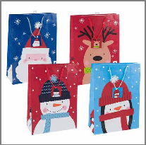 GIFT BAG,XLG HOLIDAY HATS 4ASS